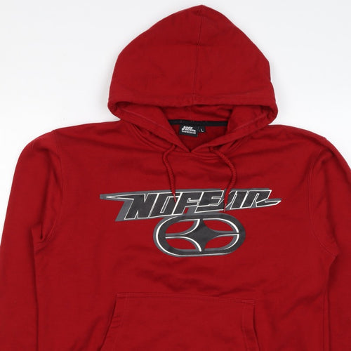 No Fear Men's Red L Pullover Hoodie Graphic Logo Pocket