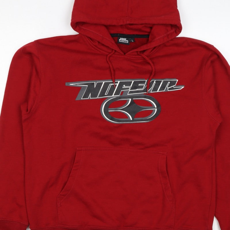 No Fear Men's Red L Pullover Hoodie Graphic Logo Pocket