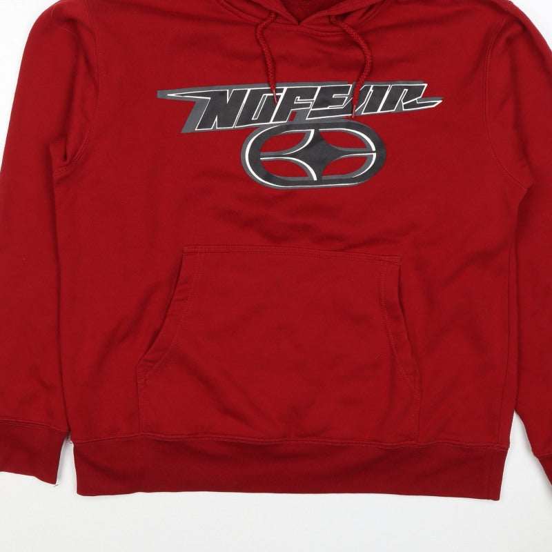 No Fear Men's Red L Pullover Hoodie Graphic Logo Pocket