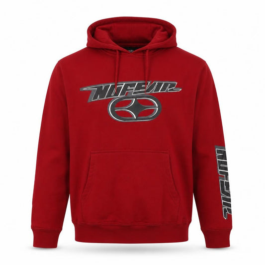 No Fear Men's Red L Pullover Hoodie Graphic Logo Pocket