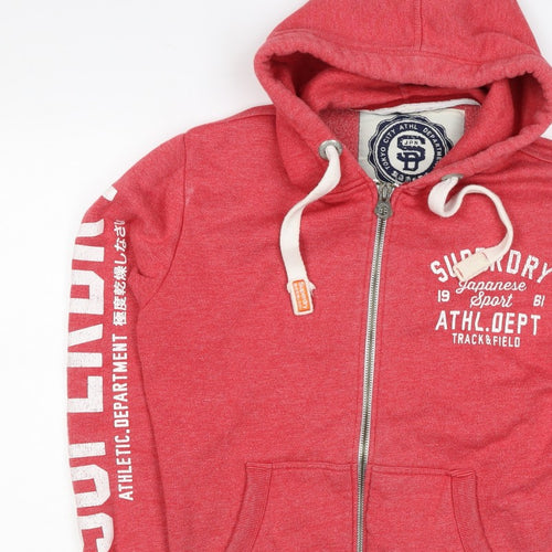 Superdry Men’s Red M Full Zip Hooded Graphic Track & Field Hoodie