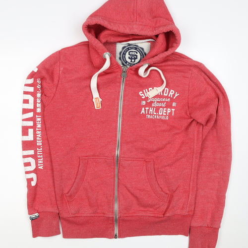 Superdry Men’s Red M Full Zip Hooded Graphic Track & Field Hoodie