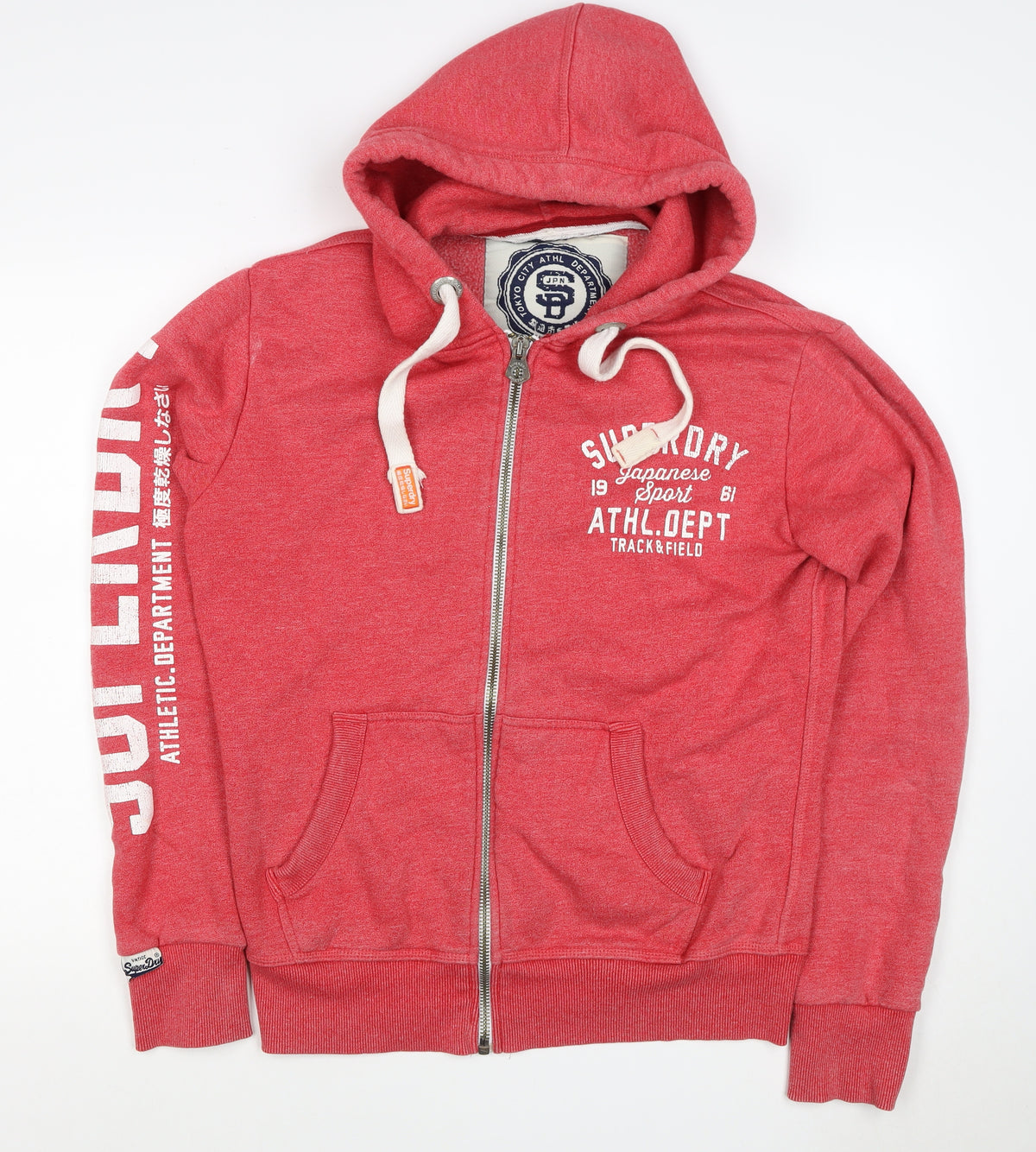 Superdry Men’s Red M Full Zip Hooded Graphic Track & Field Hoodie