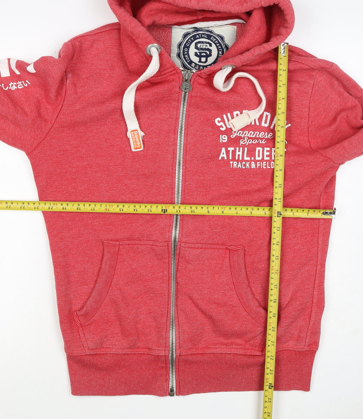 Superdry Men’s Red M Full Zip Hooded Graphic Track & Field Hoodie