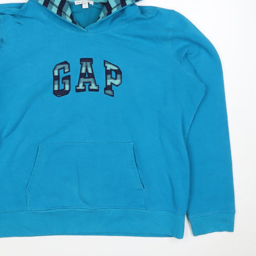 Gap Women’s Blue XL Pullover Hoodie Embroidered Logo Pocket