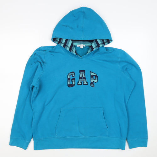 Gap Women’s Blue XL Pullover Hoodie Embroidered Logo Pocket