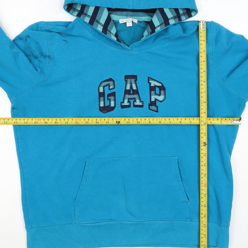 Gap Women’s Blue XL Pullover Hoodie Embroidered Logo Pocket