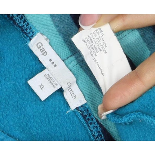 Gap Women’s Blue XL Pullover Hoodie Embroidered Logo Pocket