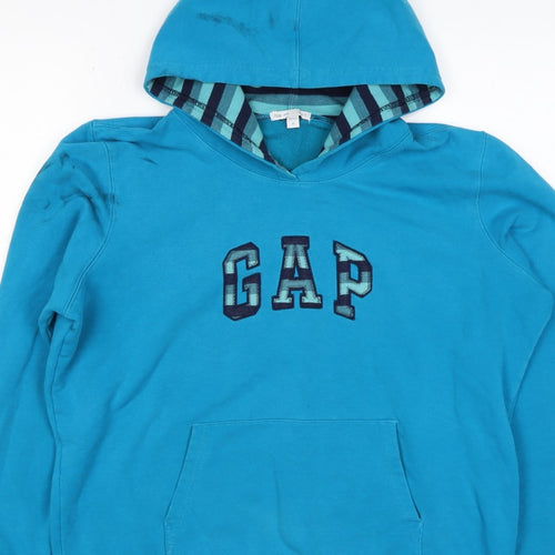 Gap Women’s Blue XL Pullover Hoodie Embroidered Logo Pocket