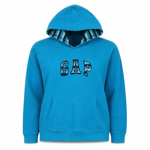 Gap Women’s Blue XL Pullover Hoodie Embroidered Logo Pocket