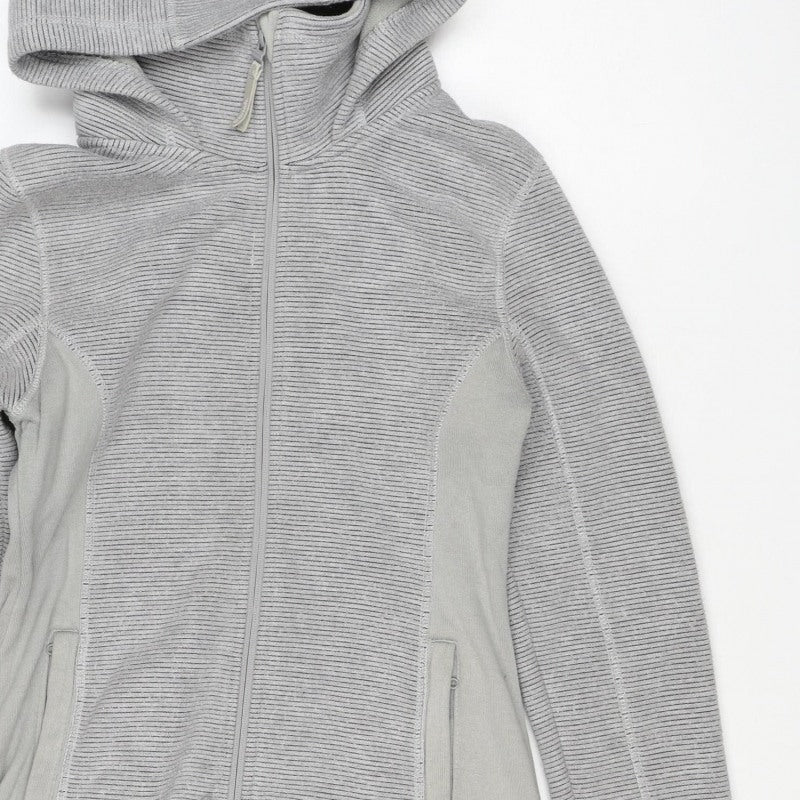 Additional view of Bench Women Grey L Full Zip Hooded Ribbed Sweatshirt Zip Pockets
