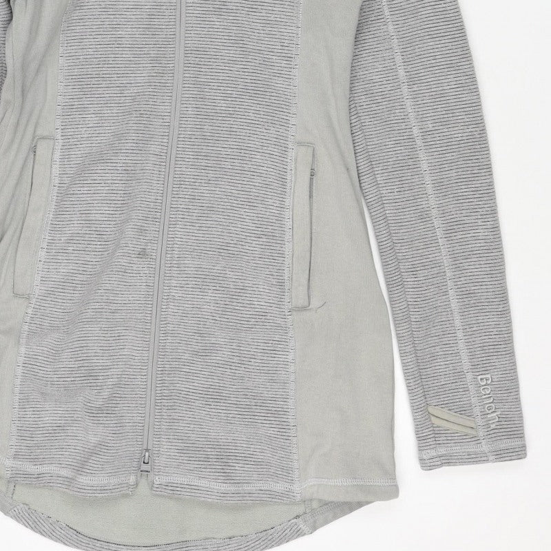 Additional view of Bench Women Grey L Full Zip Hooded Ribbed Sweatshirt Zip Pockets