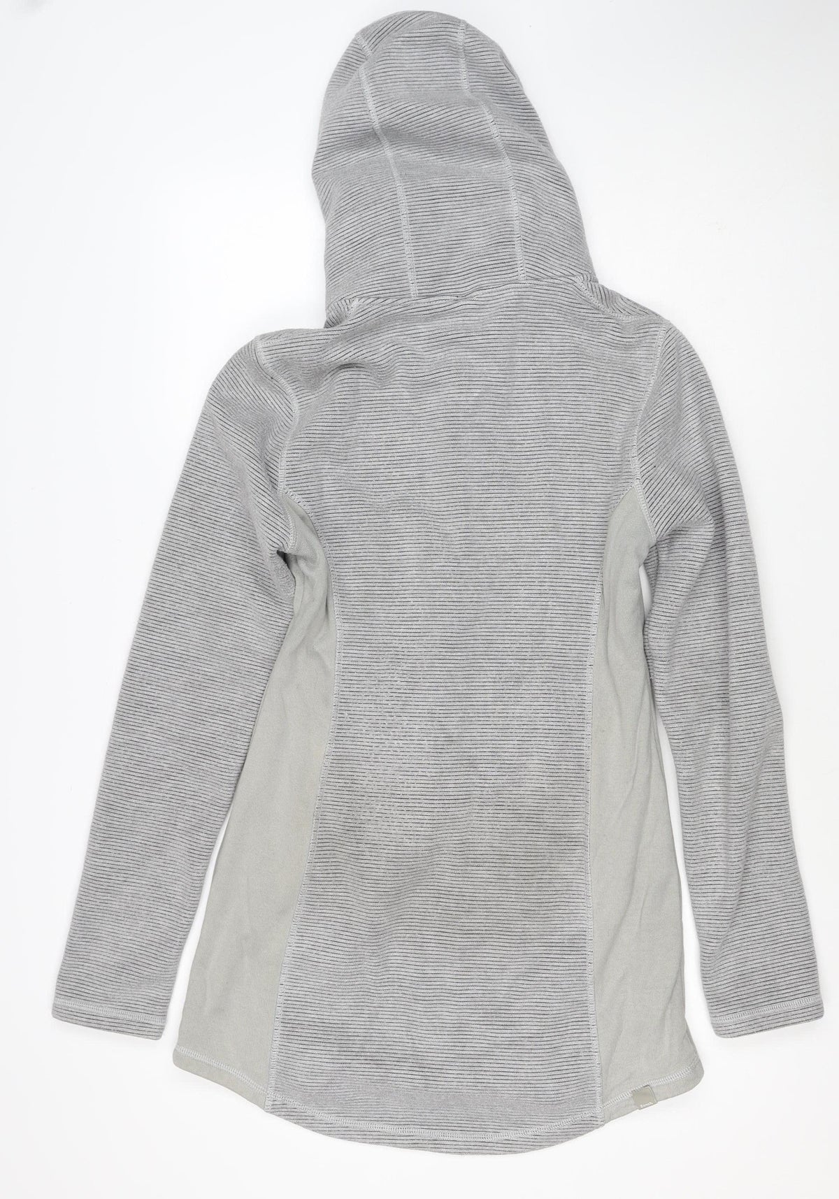 Close-up detail of Bench Women Grey L Full Zip Hooded Ribbed Sweatshirt Zip Pockets