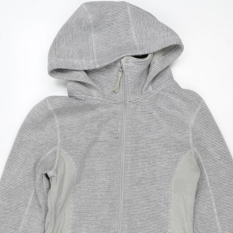 Additional view of Bench Women Grey L Full Zip Hooded Ribbed Sweatshirt Zip Pockets