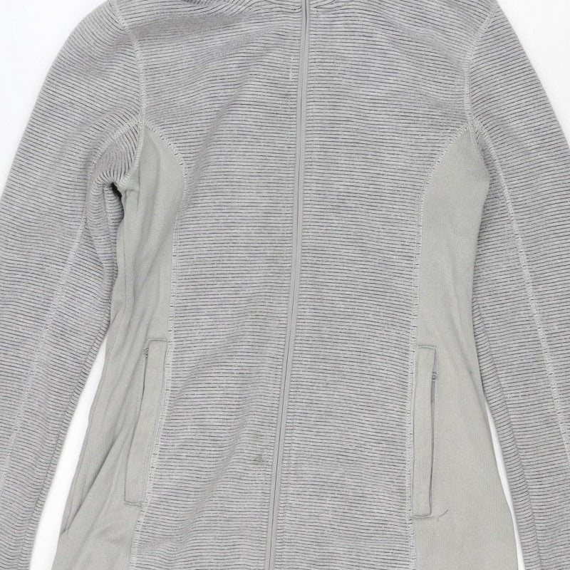 Additional view of Bench Women Grey L Full Zip Hooded Ribbed Sweatshirt Zip Pockets