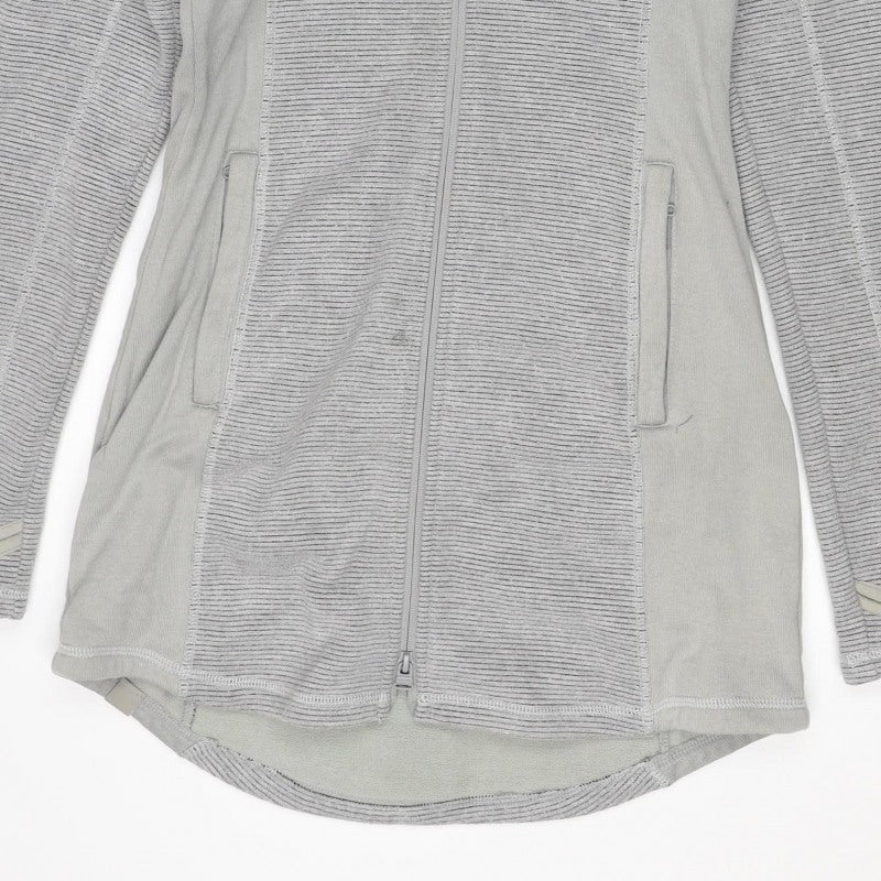 Additional view of Bench Women Grey L Full Zip Hooded Ribbed Sweatshirt Zip Pockets