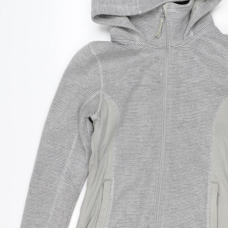 Additional view of Bench Women Grey L Full Zip Hooded Ribbed Sweatshirt Zip Pockets