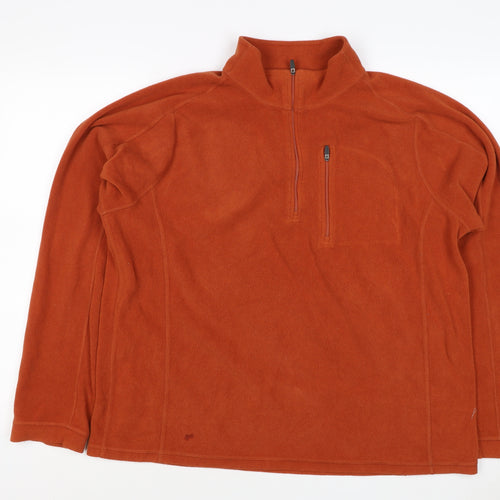 L.L.Bean Men’s Orange L 1/4 Zip Fleece Pullover Sweatshirt