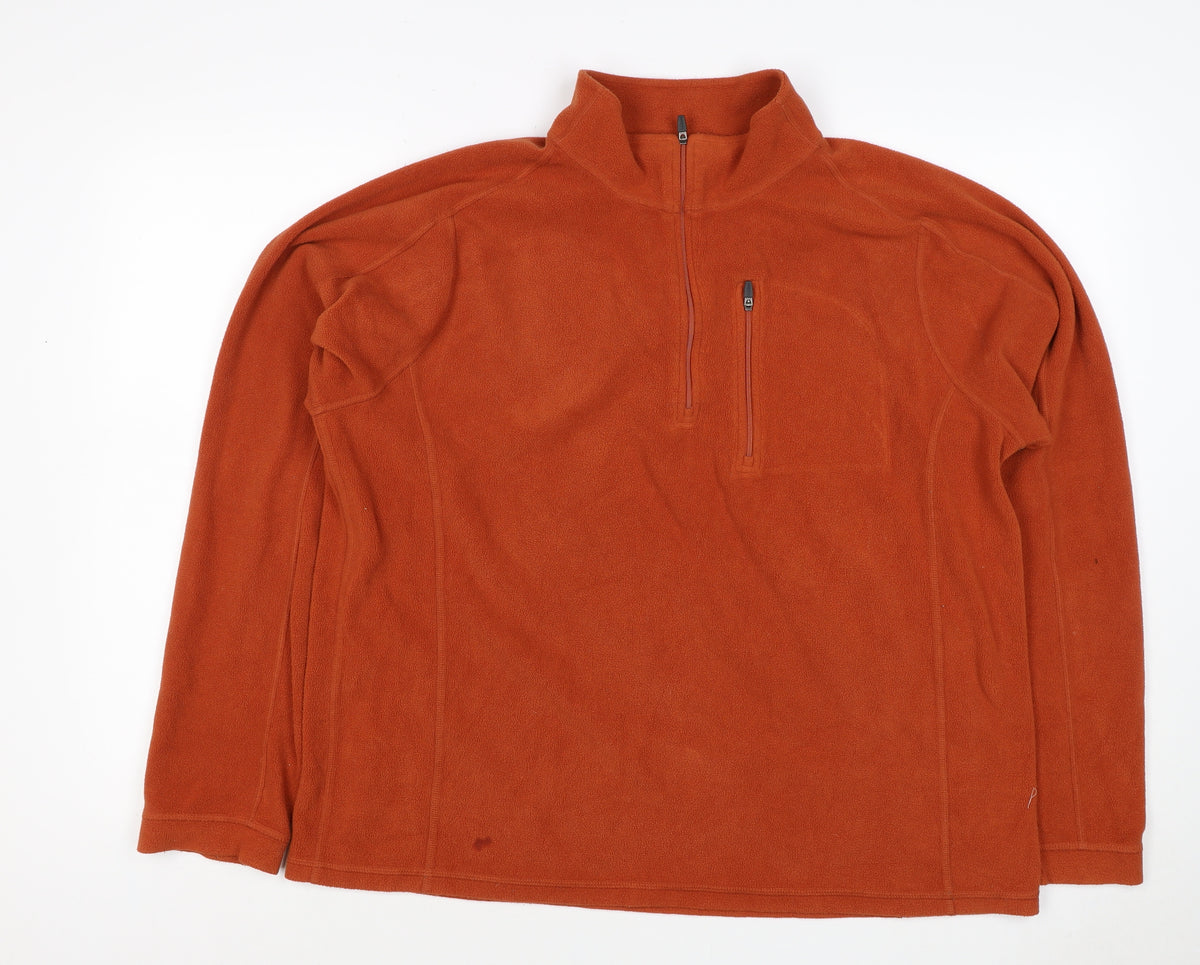 L.L.Bean Men’s Orange L 1/4 Zip Fleece Pullover Sweatshirt