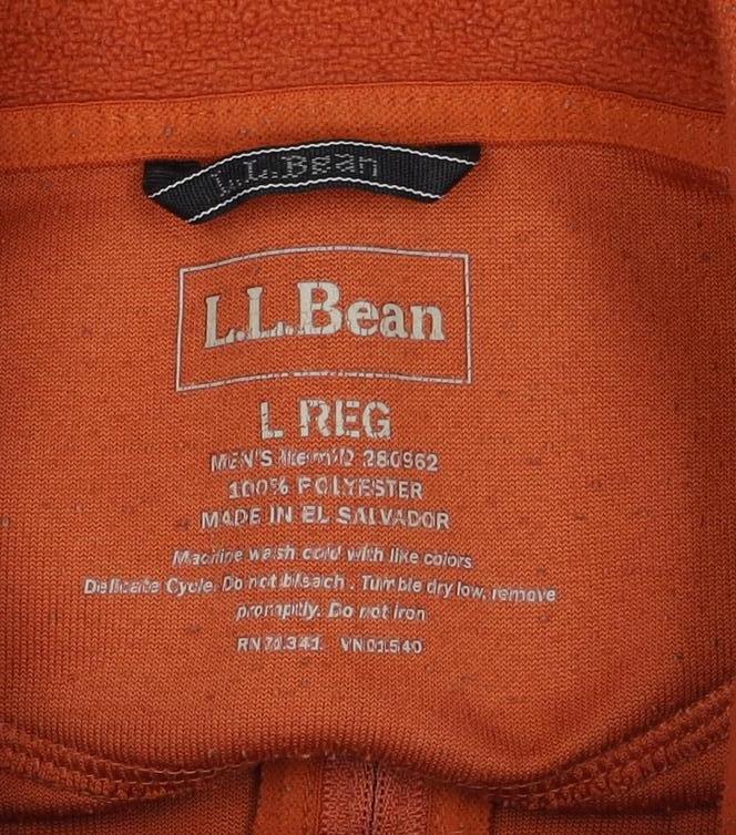 L.L.Bean Men’s Orange L 1/4 Zip Fleece Pullover Sweatshirt