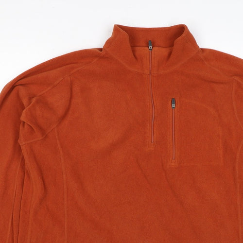 L.L.Bean Men’s Orange L 1/4 Zip Fleece Pullover Sweatshirt