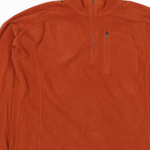 L.L.Bean Men’s Orange L 1/4 Zip Fleece Pullover Sweatshirt