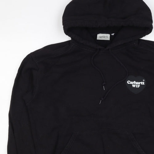 Carhartt WIP Men’s Black S Pullover Hoodie Heart Logo Cotton Blend