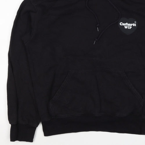 Carhartt WIP Men’s Black S Pullover Hoodie Heart Logo Cotton Blend
