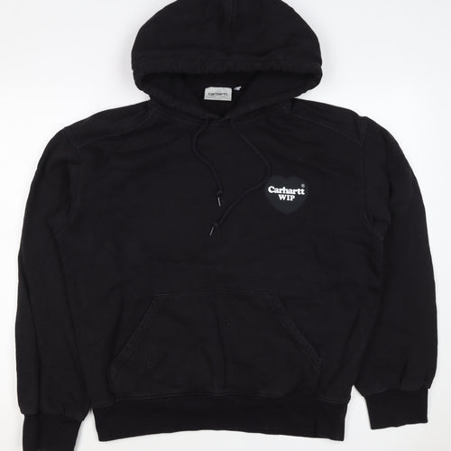 Carhartt WIP Men’s Black S Pullover Hoodie Heart Logo Cotton Blend