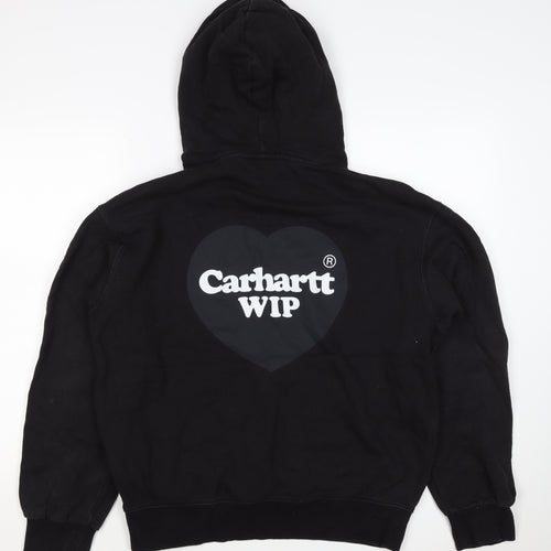 Carhartt WIP Men’s Black S Pullover Hoodie Heart Logo Cotton Blend