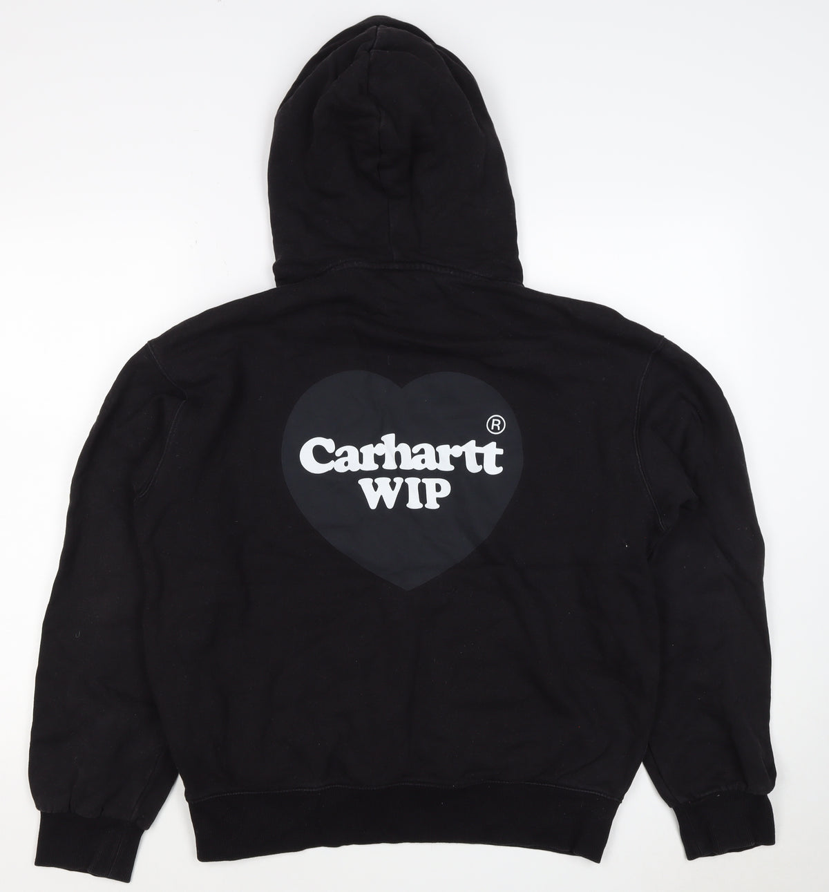 Carhartt WIP Men’s Black S Pullover Hoodie Heart Logo Cotton Blend