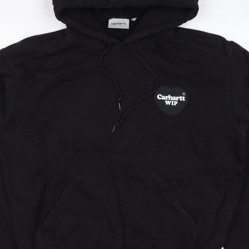 Carhartt WIP Men’s Black S Pullover Hoodie Heart Logo Cotton Blend