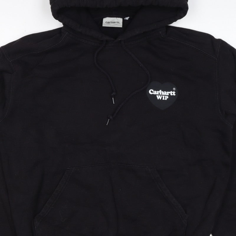Carhartt WIP Men’s Black S Pullover Hoodie Heart Logo Cotton Blend