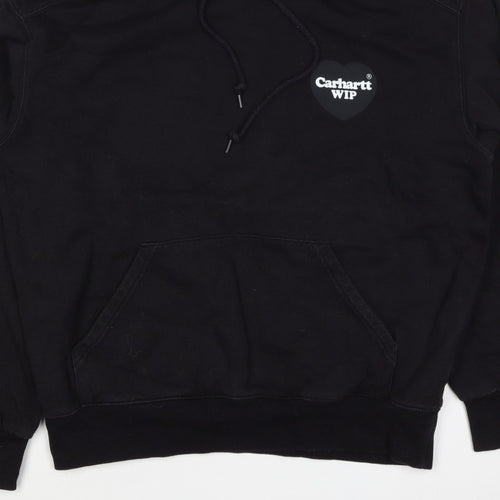 Carhartt WIP Men’s Black S Pullover Hoodie Heart Logo Cotton Blend