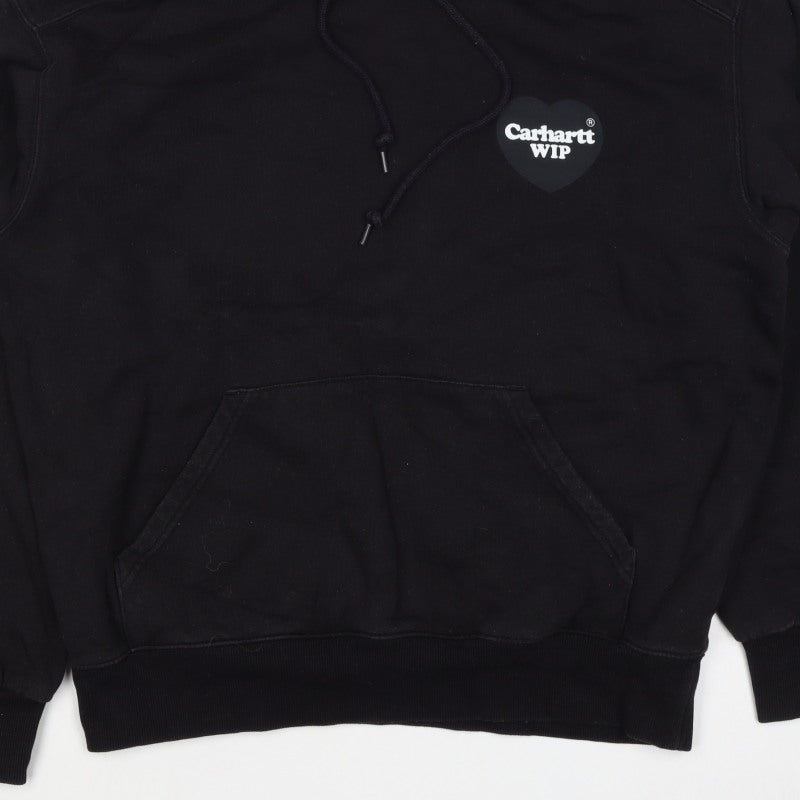Carhartt WIP Men’s Black S Pullover Hoodie Heart Logo Cotton Blend