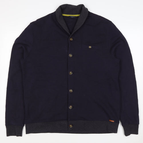 Ted Baker Men’s Blue XL Shawl Collar Button Knit Jacket