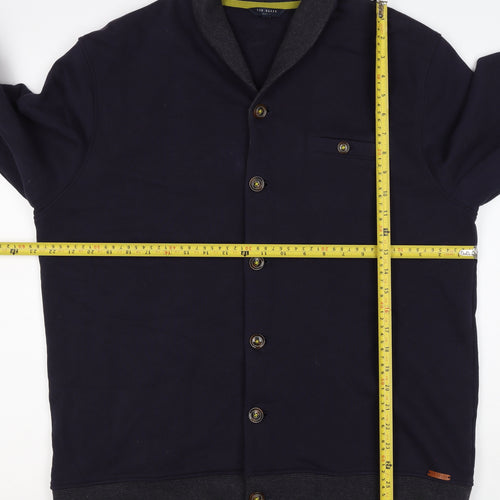Ted Baker Men’s Blue XL Shawl Collar Button Knit Jacket