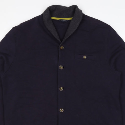 Ted Baker Men’s Blue XL Shawl Collar Button Knit Jacket