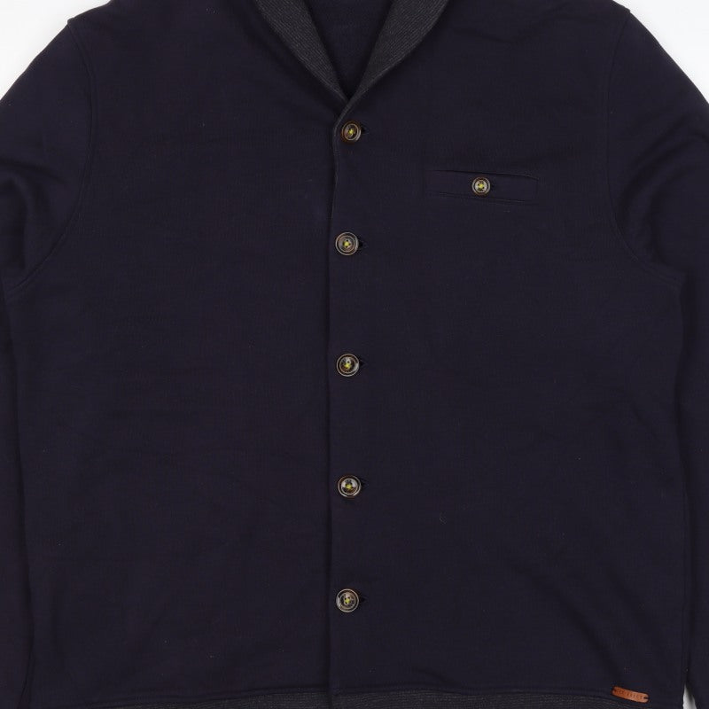 Ted Baker Men’s Blue XL Shawl Collar Button Knit Jacket
