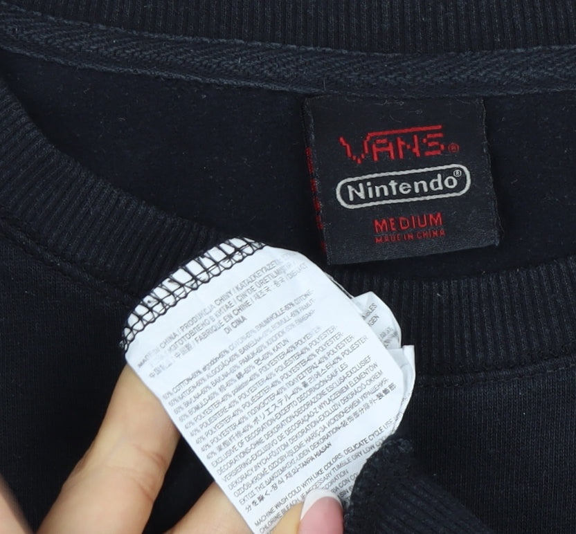 Vans Nintendo Men's Black M Mario Game Over Graphic Print Sweatshirt