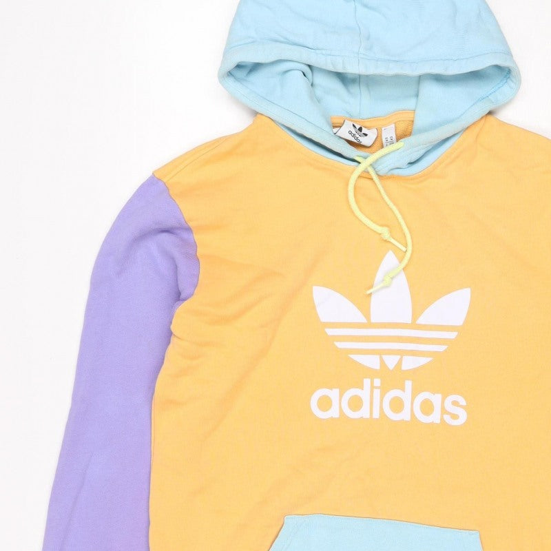 Adidas Men Multicoloured M Pullover Hoodie Logo Graphic Print Fleece
