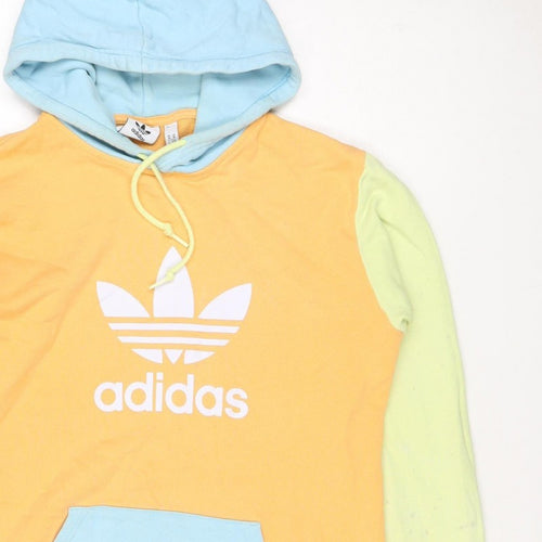 Adidas Men Multicoloured M Pullover Hoodie Logo Graphic Print Fleece