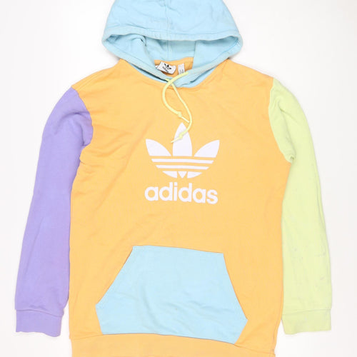 Adidas Men Multicoloured M Pullover Hoodie Logo Graphic Print Fleece