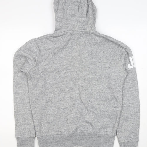 Superdry Men Grey S Pullover Hoodie Graphic Logo Fleece Pocket