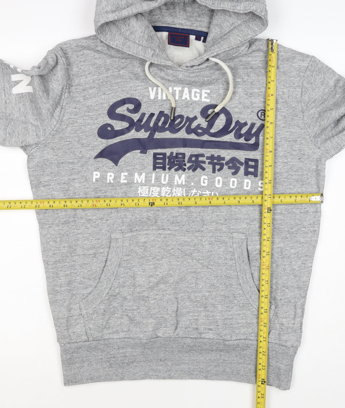 Superdry Men Grey S Pullover Hoodie Graphic Logo Fleece Pocket