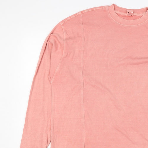 Reebok Men’s Pink M Ribbed Crew Neck Lightweight Pullover Sweatshirt