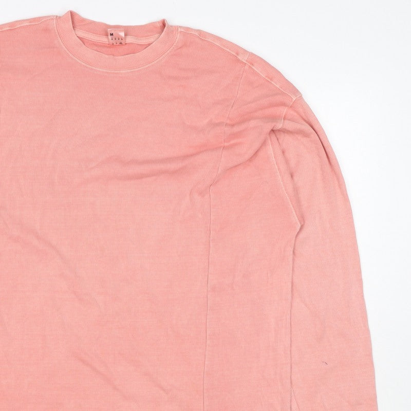 Reebok Men’s Pink M Ribbed Crew Neck Lightweight Pullover Sweatshirt