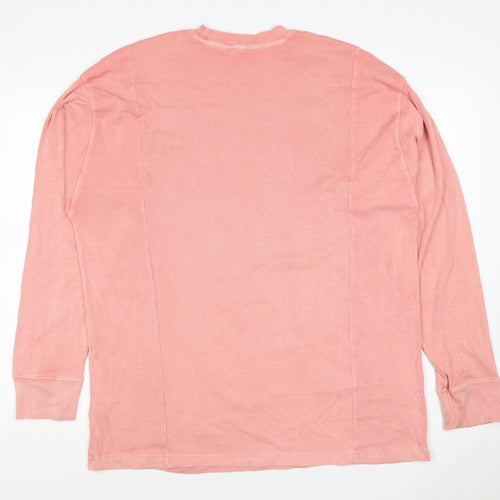 Reebok Men’s Pink M Ribbed Crew Neck Lightweight Pullover Sweatshirt