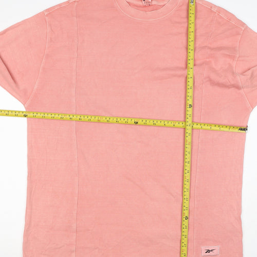 Reebok Men’s Pink M Ribbed Crew Neck Lightweight Pullover Sweatshirt