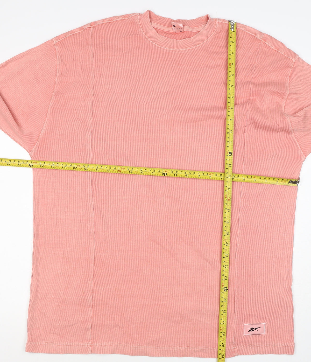 Reebok Men’s Pink M Ribbed Crew Neck Lightweight Pullover Sweatshirt